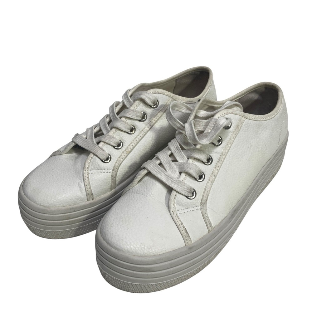 Steve Madden Bobbi 30 Sneakers White Women's Size 9.5 M Fabric PU Upper Platform